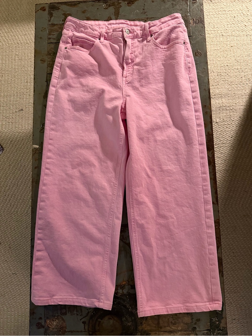 Old Navy Extremely High Waisted Pink Wide Leg Jeans